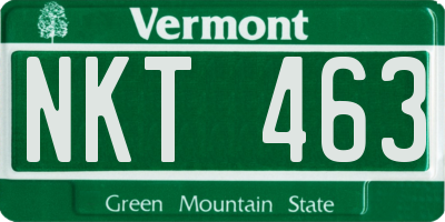 VT license plate NKT463