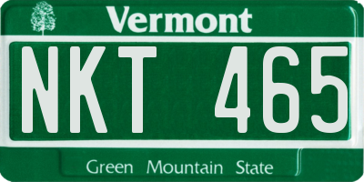 VT license plate NKT465