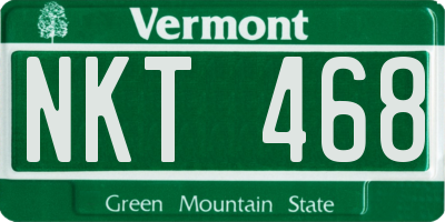 VT license plate NKT468