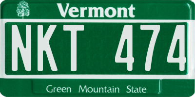 VT license plate NKT474