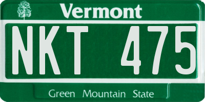 VT license plate NKT475