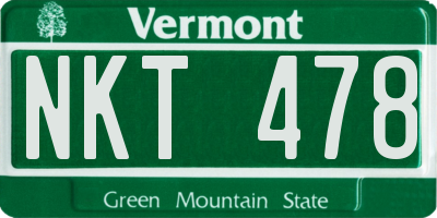 VT license plate NKT478