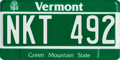 VT license plate NKT492
