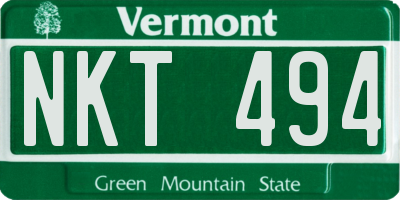 VT license plate NKT494