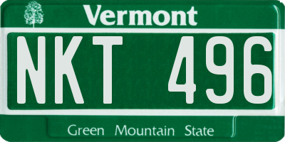 VT license plate NKT496