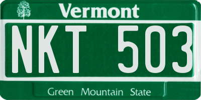 VT license plate NKT503