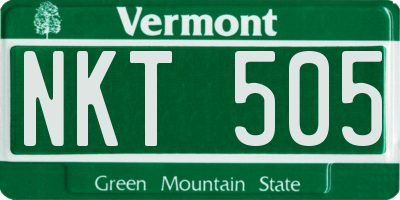 VT license plate NKT505
