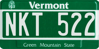 VT license plate NKT522