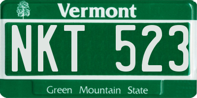 VT license plate NKT523