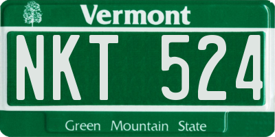 VT license plate NKT524