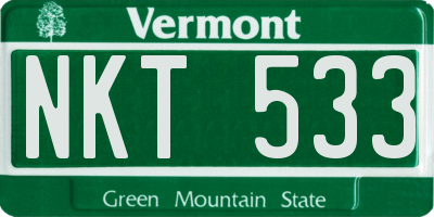 VT license plate NKT533