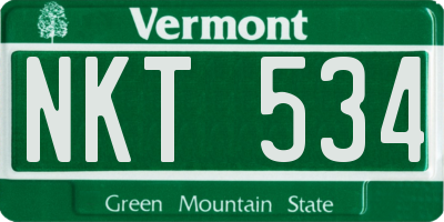 VT license plate NKT534