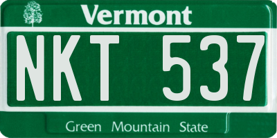 VT license plate NKT537