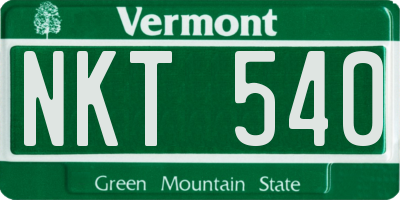 VT license plate NKT540