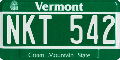 VT license plate NKT542