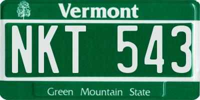 VT license plate NKT543