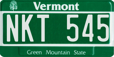 VT license plate NKT545