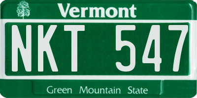 VT license plate NKT547
