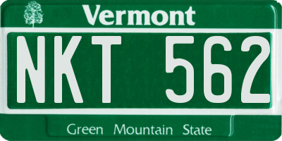 VT license plate NKT562
