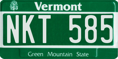 VT license plate NKT585