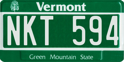 VT license plate NKT594