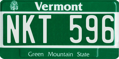 VT license plate NKT596