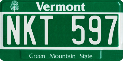 VT license plate NKT597