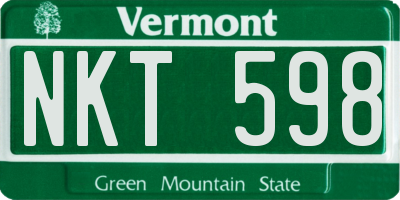 VT license plate NKT598