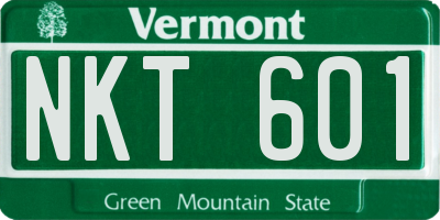 VT license plate NKT601