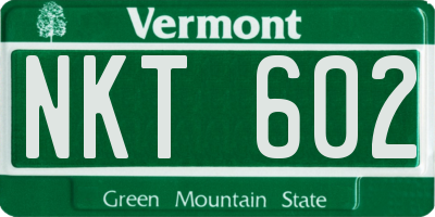 VT license plate NKT602