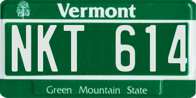 VT license plate NKT614