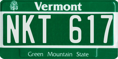 VT license plate NKT617