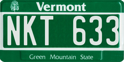 VT license plate NKT633