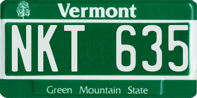 VT license plate NKT635