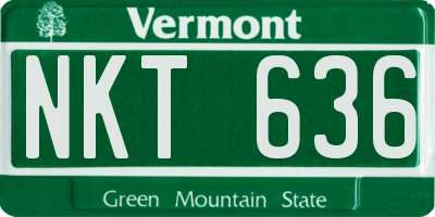 VT license plate NKT636