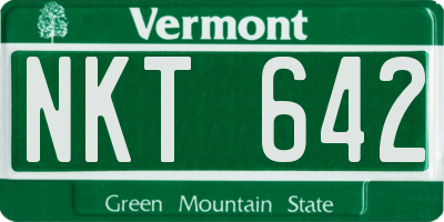 VT license plate NKT642