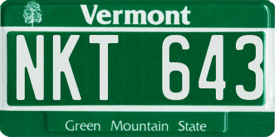 VT license plate NKT643