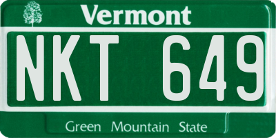 VT license plate NKT649