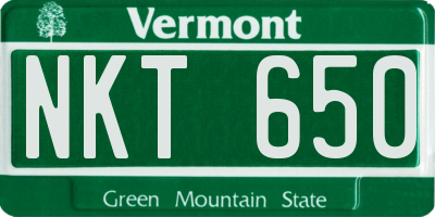 VT license plate NKT650