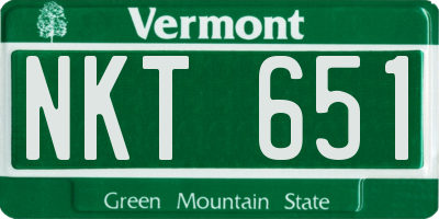 VT license plate NKT651
