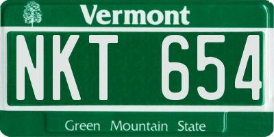 VT license plate NKT654