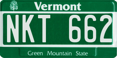 VT license plate NKT662