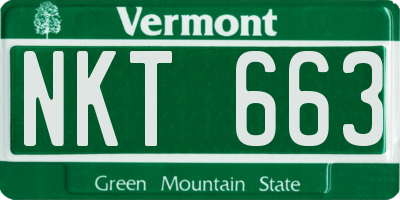 VT license plate NKT663