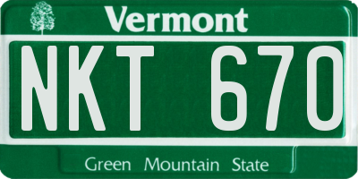 VT license plate NKT670