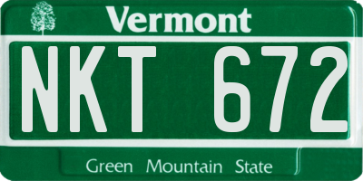 VT license plate NKT672