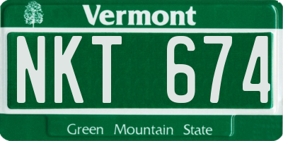 VT license plate NKT674