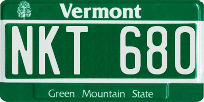 VT license plate NKT680