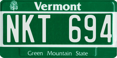 VT license plate NKT694