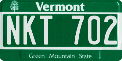 VT license plate NKT702