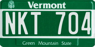 VT license plate NKT704